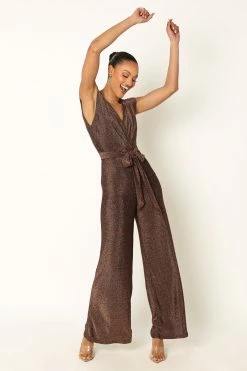 Nora Wide Leg Jumpsuit - Chocolate -Dress Shop petal and pup usa rompers nora wide leg jumpsuit chocolate 33968215687345