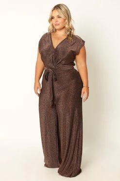 Nora Wide Leg Jumpsuit - Chocolate -Dress Shop petal and pup usa rompers nora wide leg jumpsuit chocolate 33968215818417