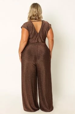 Nora Wide Leg Jumpsuit - Chocolate -Dress Shop petal and pup usa rompers nora wide leg jumpsuit chocolate 33968215851185
