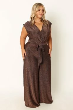 Nora Wide Leg Jumpsuit - Chocolate -Dress Shop petal and pup usa rompers nora wide leg jumpsuit chocolate 33968215883953