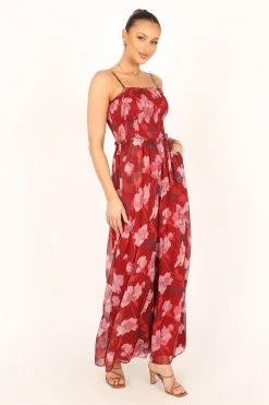 Quinn Wide Leg Jumpsuit - Scarlet -Dress Shop petal and pup usa rompers quinn wide leg jumpsuit scarlet 33810814304433