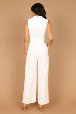 Sienna Belted Jumpsuit - White -Dress Shop petal and pup usa rompers sienna belted jumpsuit white 33270327378097