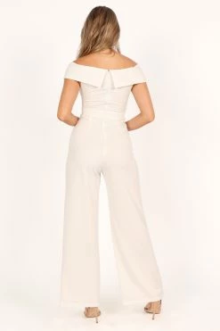 Violet Off Shoulder Jumpsuit - White -Dress Shop petal and pup usa rompers violet off shoulder jumpsuit white 33481582411953