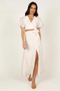 Alaia Wrap Skirt Two Piece Set - White -Dress Shop petal and pup usa sets alaia wrap skirt two piece set white 33260686868657