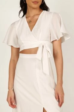 Alaia Wrap Skirt Two Piece Set - White -Dress Shop petal and pup usa sets alaia wrap skirt two piece set white 33260686934193