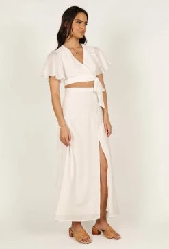 Alaia Wrap Skirt Two Piece Set - White -Dress Shop petal and pup usa sets alaia wrap skirt two piece set white 33260687032497