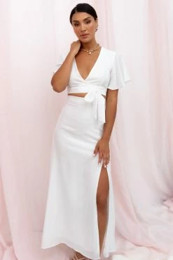 Alaia Wrap Skirt Two Piece Set - White