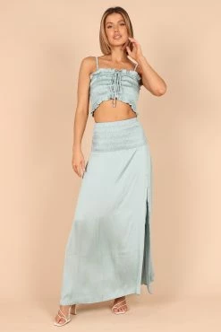 Clover Shirred Two Piece Set - Blue -Dress Shop petal and pup usa sets clover shirred two piece set blue 32309275754673