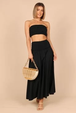 Mia Shirred Two Piece Set - Black
