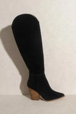 Clara Knee High Western Boots - Black Suede -Dress Shop petal and pup usa shoes clara knee high western boots black suede 32746322886833