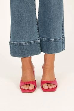 Kinlee Mid Heel Mule - Wild Berry Croc -Dress Shop petal and pup usa shoes kinlee mid heel mule wild berry croc 33462679634097