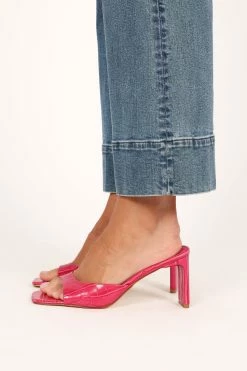 Kinlee Mid Heel Mule - Wild Berry Croc -Dress Shop petal and pup usa shoes kinlee mid heel mule wild berry croc 33462679699633