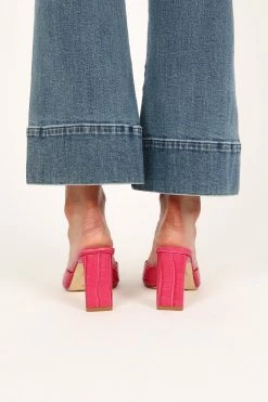 Kinlee Mid Heel Mule - Wild Berry Croc -Dress Shop petal and pup usa shoes kinlee mid heel mule wild berry croc 33462679732401