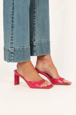 Kinlee Mid Heel Mule - Wild Berry Croc -Dress Shop petal and pup usa shoes kinlee mid heel mule wild berry croc 33462679797937