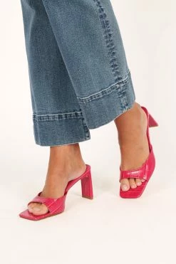 Kinlee Mid Heel Mule - Wild Berry Croc -Dress Shop petal and pup usa shoes kinlee mid heel mule wild berry croc 33462679830705