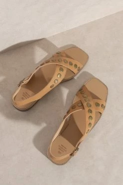 Kylie Studded Cross Band Sandal - Tan -Dress Shop petal and pup usa shoes kylie studded cross band sandal tan 33585757782193
