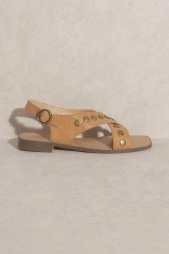 Kylie Studded Cross Band Sandal - Tan -Dress Shop petal and pup usa shoes kylie studded cross band sandal tan 33585757880497