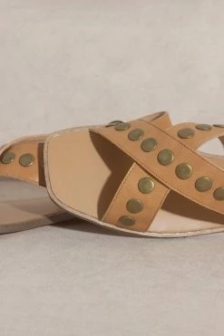 Kylie Studded Cross Band Sandal - Tan -Dress Shop petal and pup usa shoes kylie studded cross band sandal tan 33585757913265