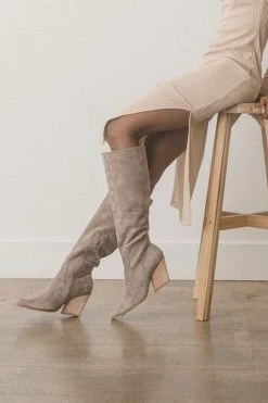 Lacey Knee High Western Boots - Grey