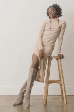 Lacey Knee High Western Boots - Grey -Dress Shop petal and pup usa shoes lacey knee high western boots grey 32632390910129