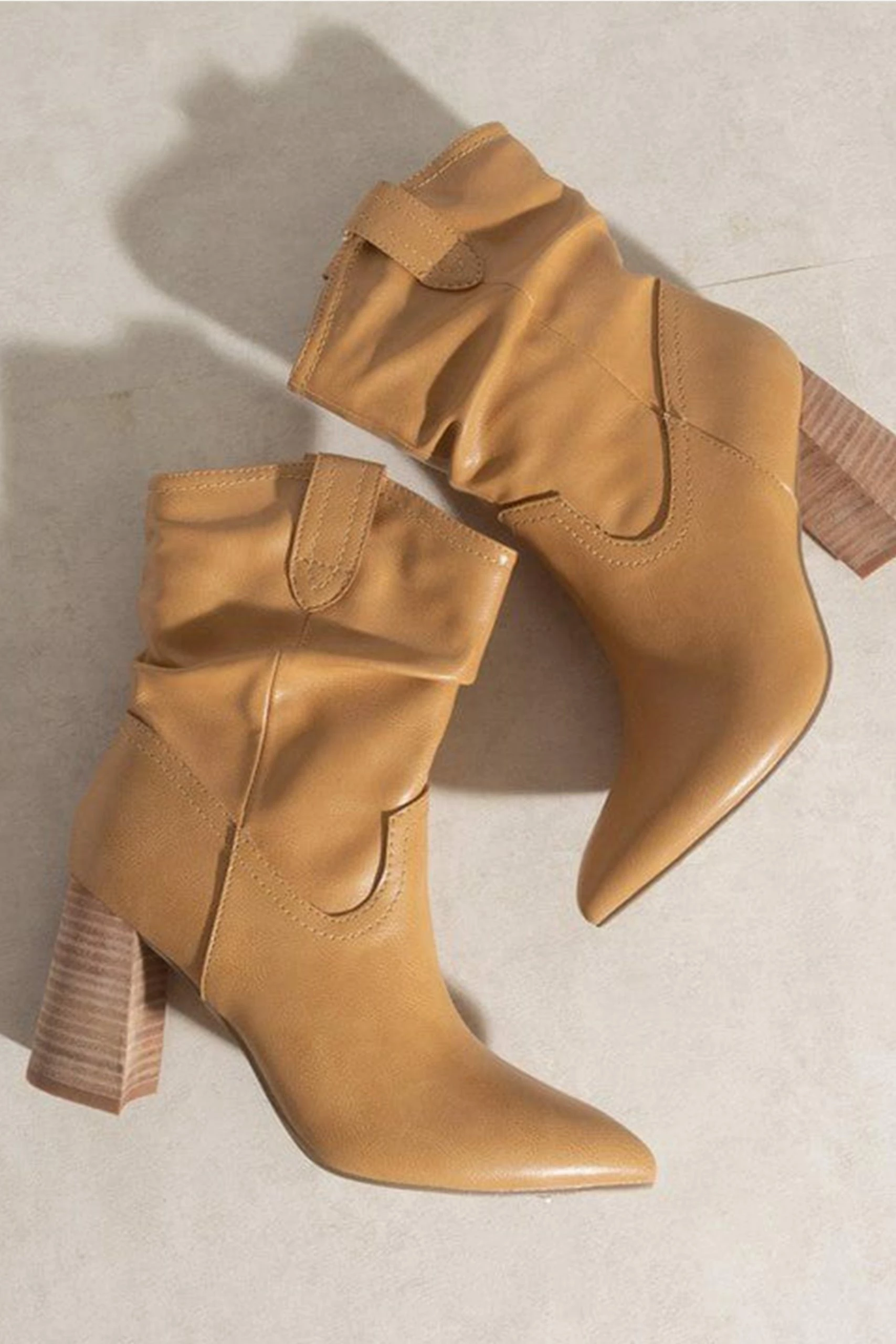 Mavis Western Style Boots - Tan 2 Mavis Western Style Boots - Tan - Image 2