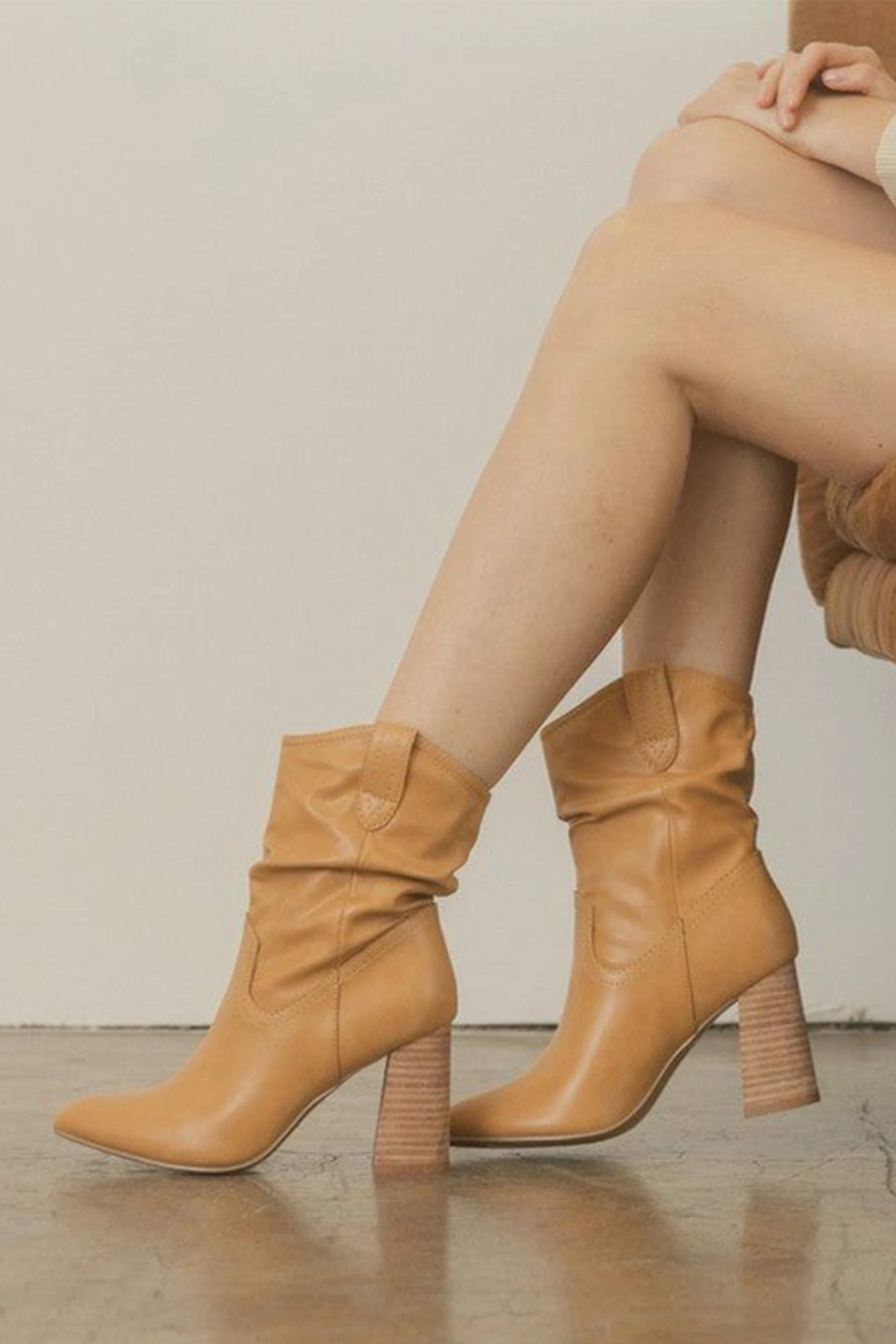 Mavis Western Style Boots - Tan 1 Mavis Western Style Boots - Tan