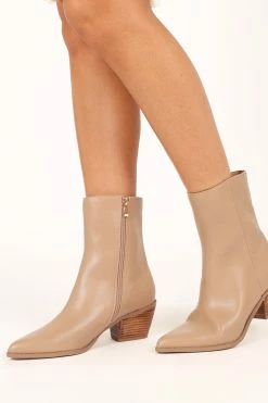 Naida Block Heel Ankle Boot - Dark Clay -Dress Shop petal and pup usa shoes naida block heel ankle boot dark clay 33559100194993