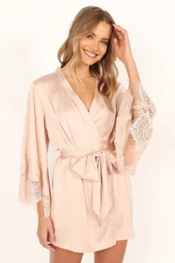 Dara Lace Trim Robe - Blush