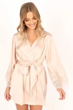 Dara Lace Trim Robe - Blush 22 Dara Lace Trim Robe - Blush -Dress Shop petal and pup usa swim intimates dara lace trim robe blush 33888711475377