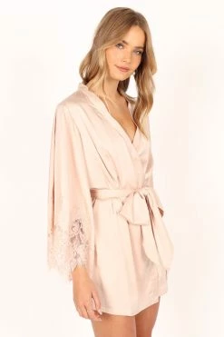 Dara Lace Trim Robe - Blush 26 Dara Lace Trim Robe - Blush -Dress Shop petal and pup usa swim intimates dara lace trim robe blush 33888711606449