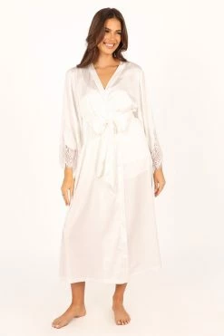 Darani Full Length Lace Trim Robe - Ivory -Dress Shop petal and pup usa swim intimates darani full length lace trim robe ivory 33846818996401