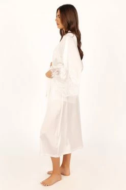 Darani Full Length Lace Trim Robe - Ivory -Dress Shop petal and pup usa swim intimates darani full length lace trim robe ivory 33846819061937