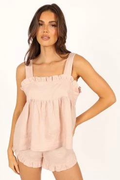 Libby Linen Frill Set - Blush -Dress Shop petal and pup usa swim intimates libby linen frill set blush 33846819455153
