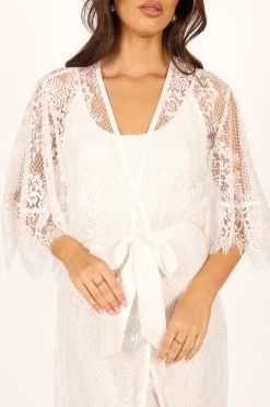 Nephele Lace Bridal Robe - Ivory -Dress Shop petal and pup usa swim intimates nephele lace bridal robe ivory 33856907772081