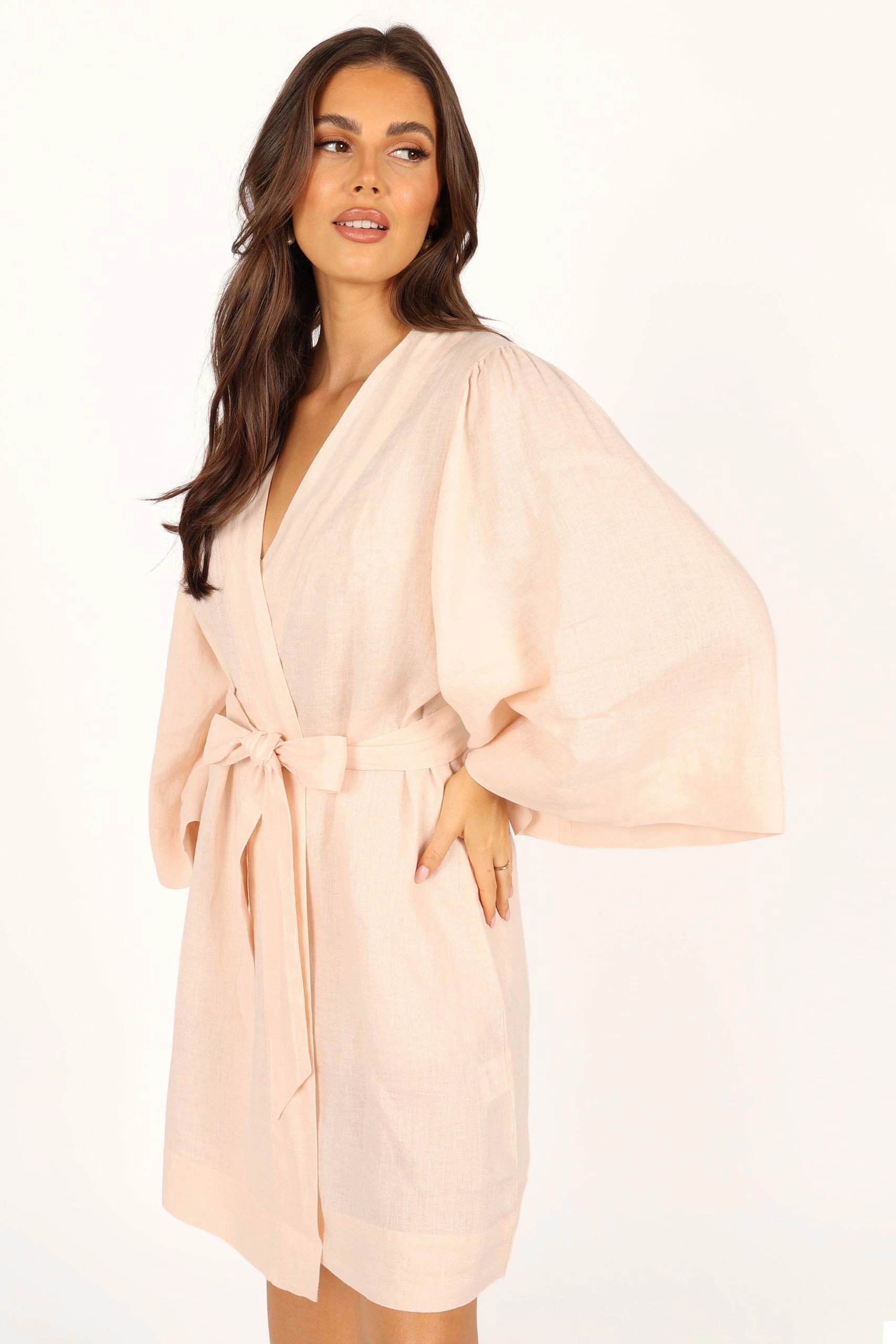 Nuala Linen Robe - Blush 2 Nuala Linen Robe - Blush - Image 2
