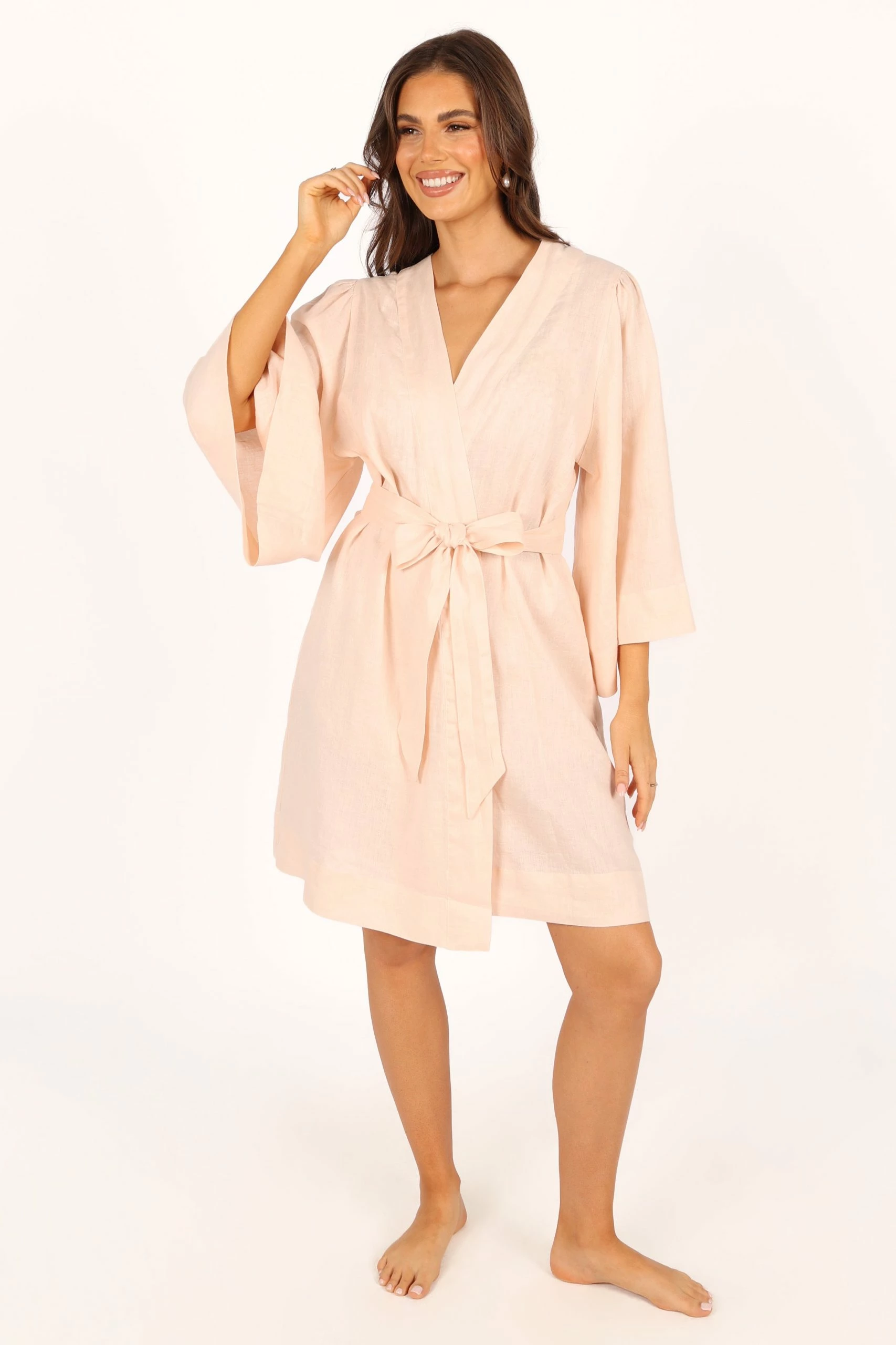 Nuala Linen Robe - Blush 3 Nuala Linen Robe - Blush - Image 3