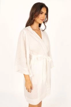 Nuala Linen Robe - Ivory -Dress Shop petal and pup usa swim intimates nuala linen robe ivory 33888714555569